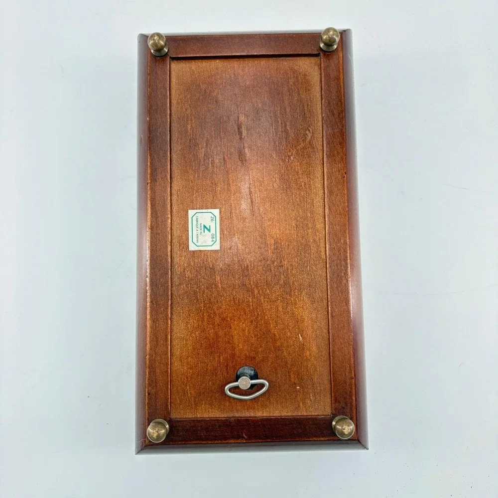 Vintage Wooden Music Box Jewelry‎ Box Pressed Flower Cottagecore Keepsake